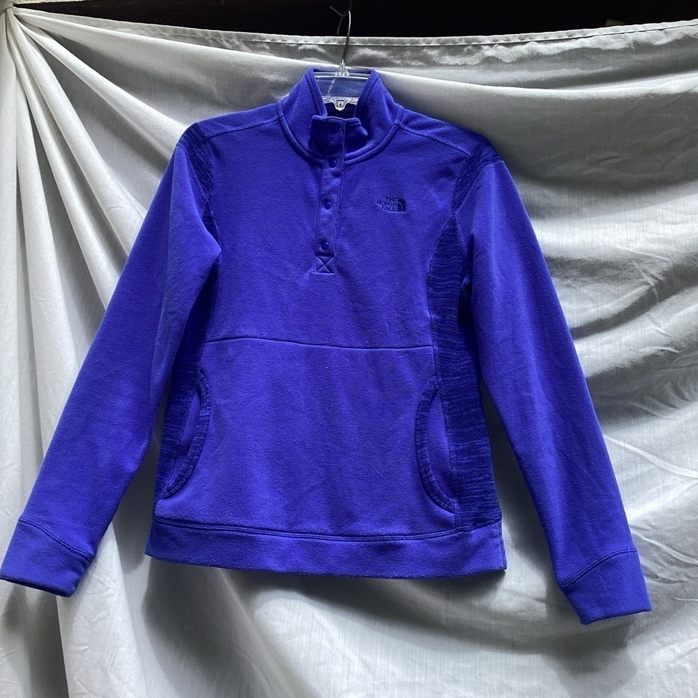 The North Face blue fleece outdoor hiking top, size small